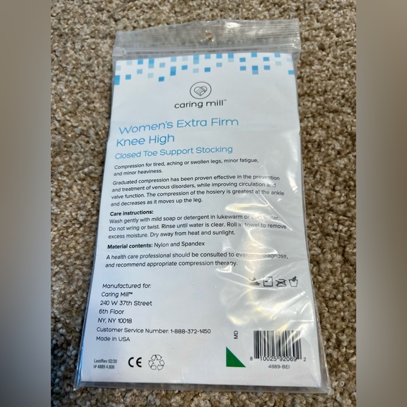 Caring Mill Medical EXTRA FIRM COMPRESSION Socks 30-40 mmHg SZ Medium Beige - Picture 2 of 2